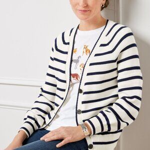 Talbots Striped Raglan Sleeve Cardigan Size Small